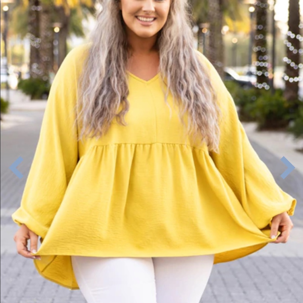 Gold Babydoll top with Bubble Sleeves